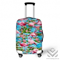 Чехол для чемодана "My Trip" size M H2984 "Фламинго"